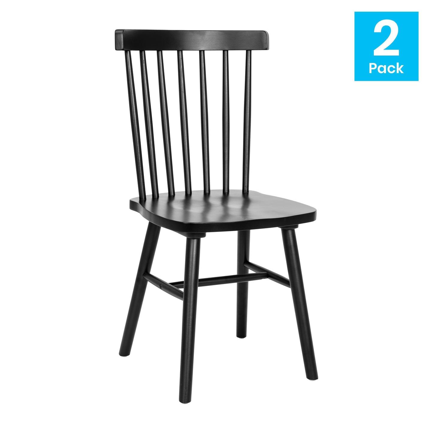 2PK Black Spindle Back Chair ZH-8101WR-BK-2-GG