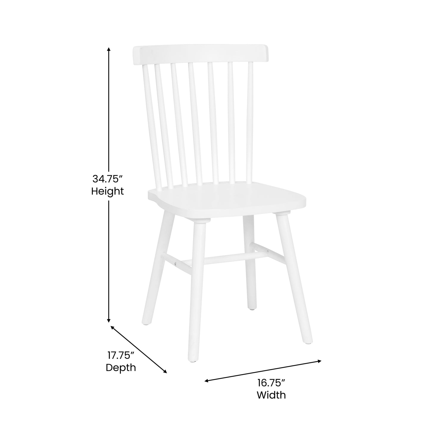 2PK White Spindle Back Chair ZH-8101WR-WH-2-GG