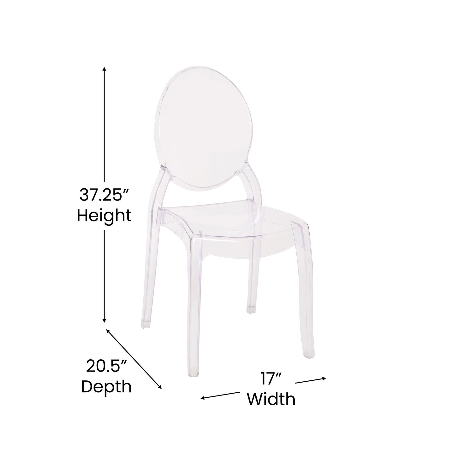 4PK Crystal Wide Ghost Chairs ZH-GHOST-OVR-4-GG