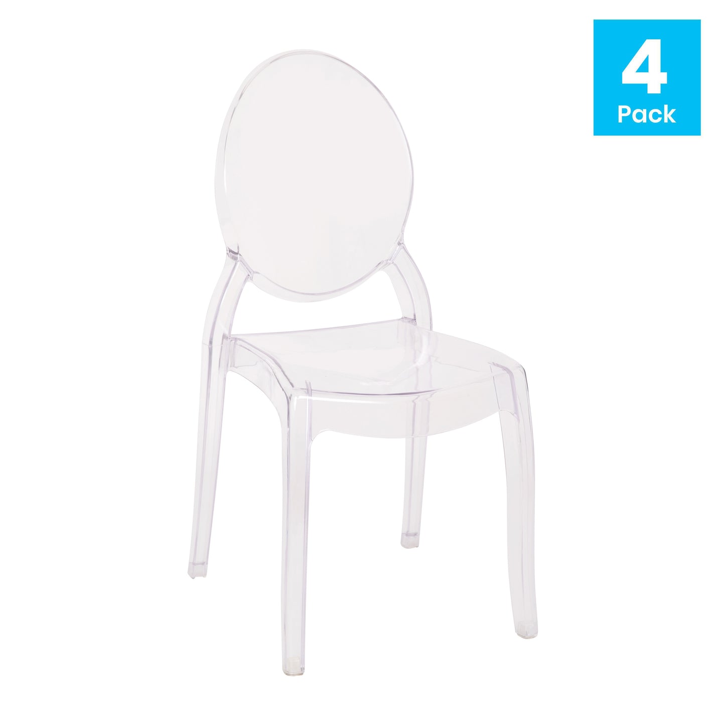 4PK Crystal Wide Ghost Chairs ZH-GHOST-OVR-4-GG